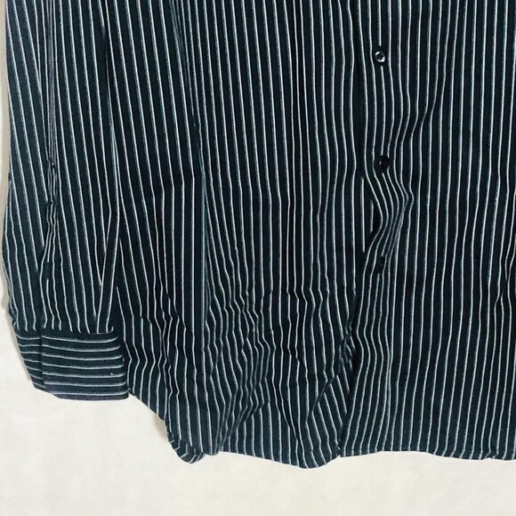 Roundtree & Yorke button down shirt striped collar long sleeve black green READ - Picture 3 of 10